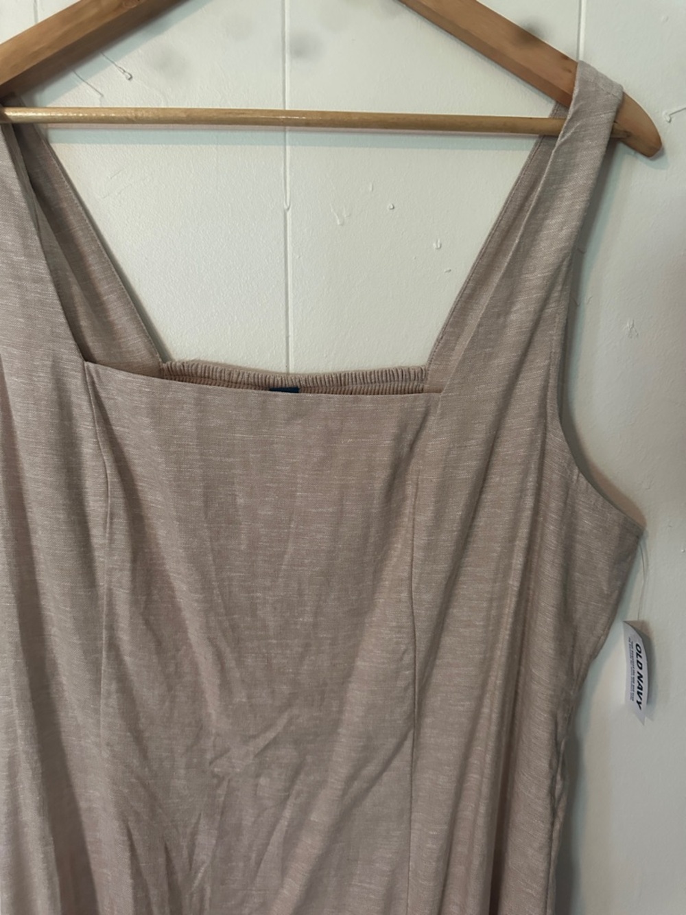 Old Navy Square-Neck Sleeveless Midi Dress in Beige - Picture 4 of 8